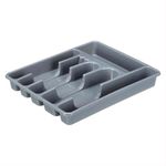 Organizador para Cubiertos Plástico de 6 Espacios para Cajón de Cocina 30 x 35 x 4.5 cm Gris