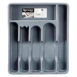 Organizador para Cubiertos Plástico de 6 Espacios para Cajón de Cocina 30 x 35 x 4.5 cm Gris