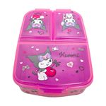Contenedor para Alimentos Kuromi con 3 Compartimentos 19.5 x 16.5 x 6.7 cm Multicolor