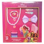 Set de Accesorios para Cabello Disney Princess de 12 Piezas con Moño, Ganchos y Accesorios Lila
