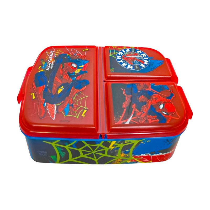 Contenedor para Alimentos Spider-Man con 3 Compartimentos de 0.79 L Rojo y Azul