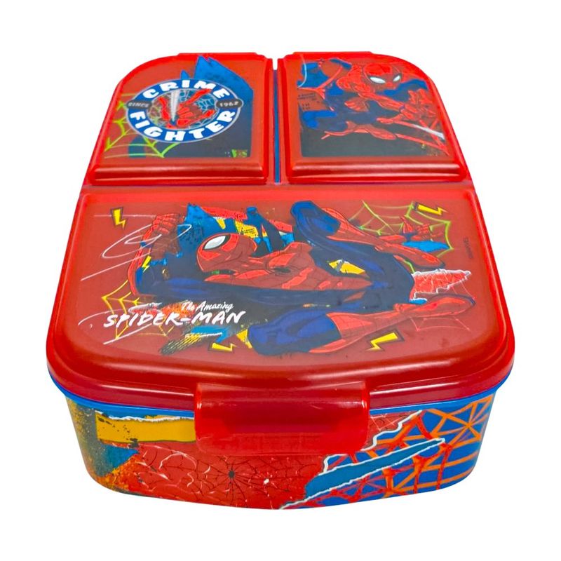 Contenedor para Alimentos Spider-Man con 3 Compartimentos de 0.79 L Rojo y Azul