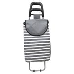 Carro de Compras de 2 Ruedas con Bolsa y Asa Ergonómica a Rayas Gris