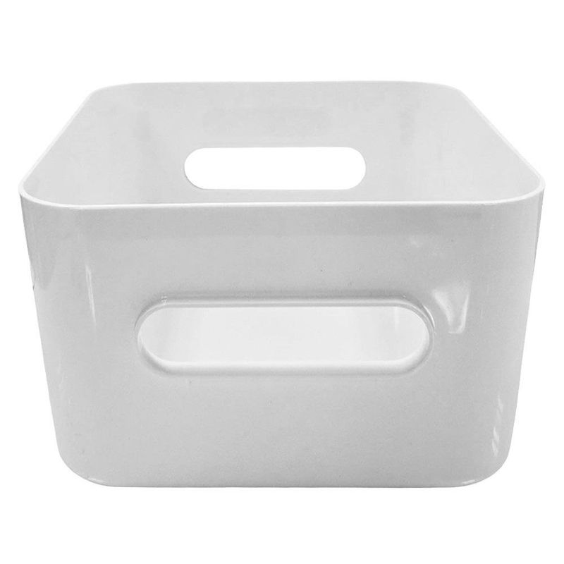 Canasta Organizadora Compact Square M de 3.6 L para Baño, Cocina o Tocador 20 x 20 x 12 cm Blanca