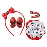 Set de Accesorios para Cabello Minnie Mouse de 6 Piezas con Diadema y Ganchos Rojo