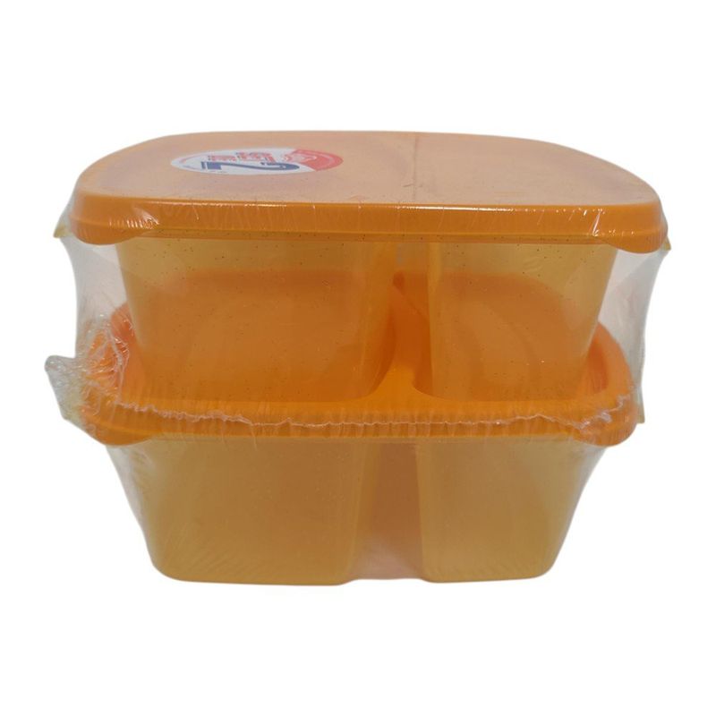 Set de 2 Recipientes Duo de 4 Tazas para Alimentos Color Naranja