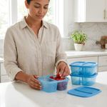 Set de 2 Recipientes Duo de 4 Tazas para Alimentos Color Azul