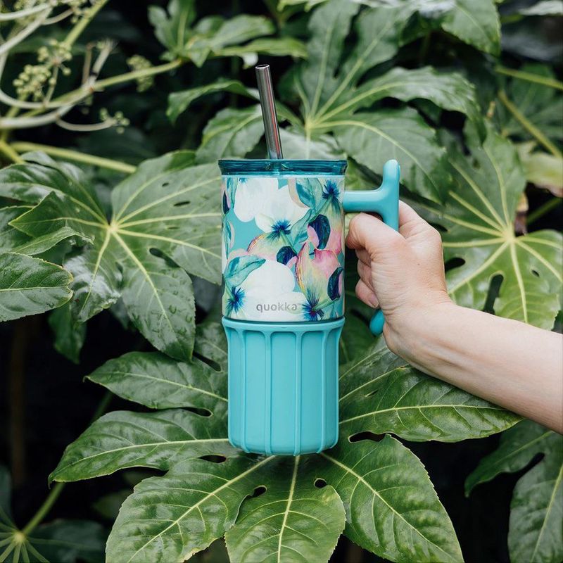 Vaso Térmico de Acero Inoxidable de 720 mL con Asa, Pajilla y Base de Silicona Color Verde