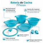 Olla Multi Piezas Valencia de Aluminio 24 cm Color Azul Celeste de 7 Piezas
