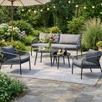 Set de Sala para Exteriores Andre de 5 Piezas con Sofá, 2 Sillones y 2 Mesas Color Gris