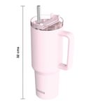 Vaso Térmico de Acero Inoxidable de 1200 mL con Asa y Pajilla Color Rosado Pastel