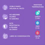 Vaso Térmico de Acero Inoxidable de 720 mL con Asa, Pajilla y Base de Silicona Color Rosado Estampado Azul