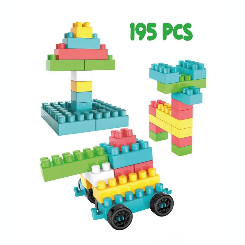 Bloques de Construcción Infantil en Forma de Cohete 195 Piezas Colores Surtidos