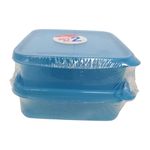 Set de 2 Recipientes Cuadrados de 3.5 Tazas para Alimentos Color Azul