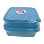 Set de 2 Recipientes Cuadrados de 3.5 Tazas para Alimentos Color Azul