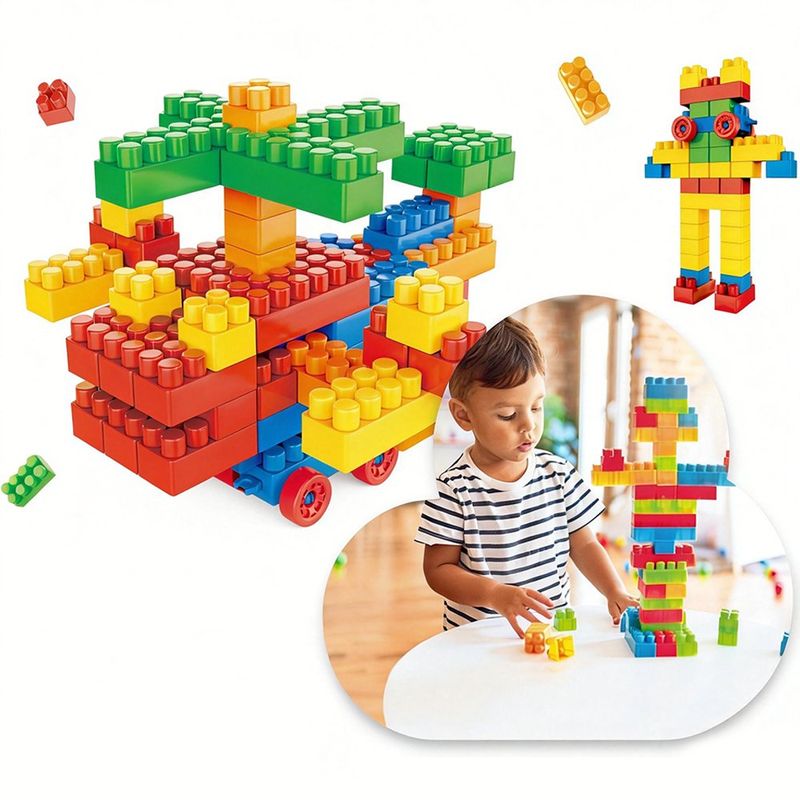 Bloques de Construcción Infantil en Caja con Asa Color Rojo para Niño 230 Piezas