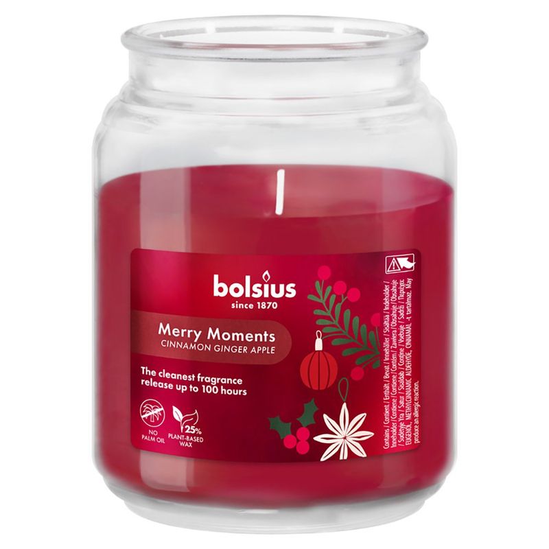 Vela Aromática Merry Moments Cinnamon Ginger Apple en Frasco de Vidrio de 13.5 x 10 cm Color Rojo
