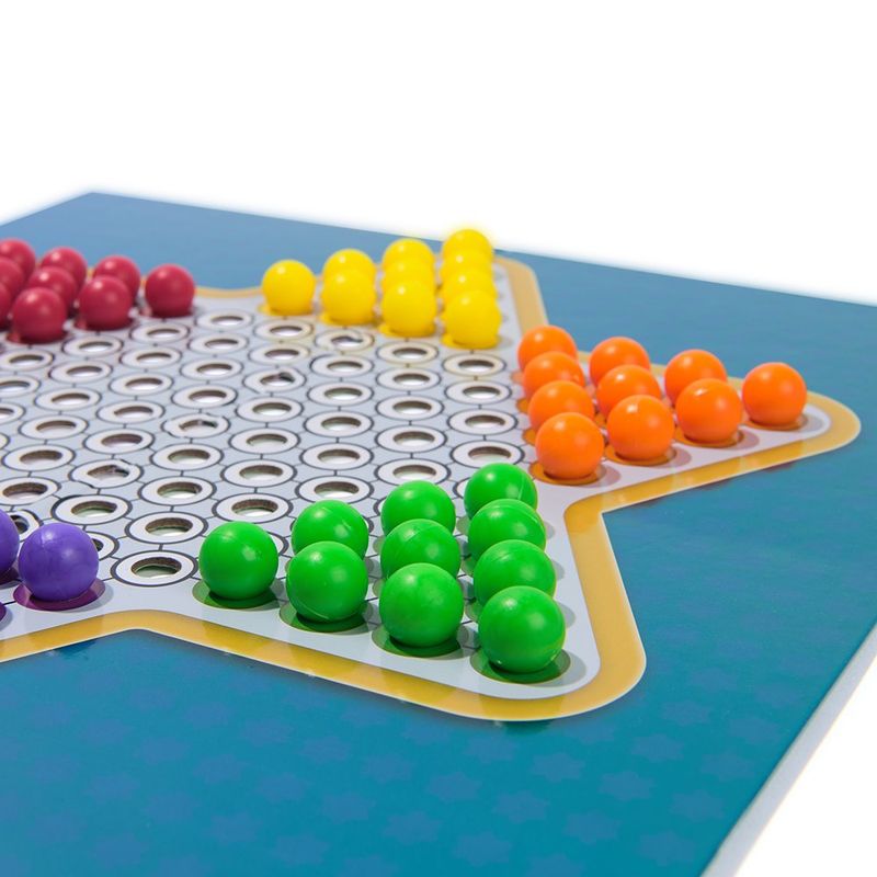 Juego de Mesa Damas Chinas Clásico Tablero Estrella con Fichas de Colores