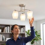 Set de 2 Lámparas de Techo con 3 Luces con Pantallas de Vidrio Acabado Satinado Base E27