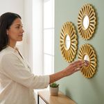 Juego de 3 Espejos Decorativos de Pared 39 x 39 x 2 cm Color Dorado