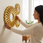 Juego de 3 Espejos Decorativos de Pared 39 x 39 x 2 cm Color Dorado