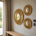 Juego de 3 Espejos Decorativos de Pared 39 x 39 x 2 cm Color Dorado