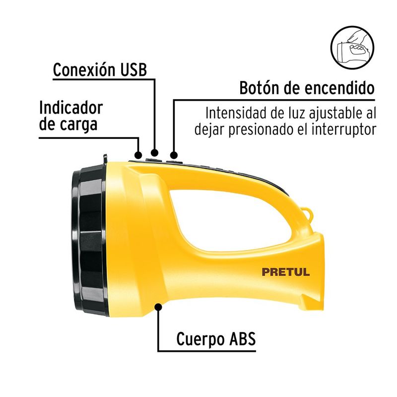 Linterna de Mano Recargable LED de 200 Lm