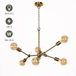 Lámpara Colgante con 6 Luces con Brazos Tipo Araña Acabado Bronce Dorado Base E27