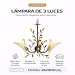 Lámpara Colgante con 3 Luces Diseño Floral con Pantallas de Vidrio Color Ámbar