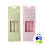 Set de 4 Velas de Mesa Acanaladas de 24 cm - Colores Surtidos