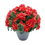Planta Artificial de Geranio Rojo en Maceta Decorativa para Ambientación de Interiores