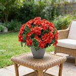 Planta Artificial de Geranio Rojo en Maceta Decorativa para Ambientación de Interiores