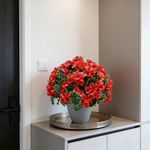 Planta Artificial de Geranio Rojo en Maceta Decorativa para Ambientación de Interiores