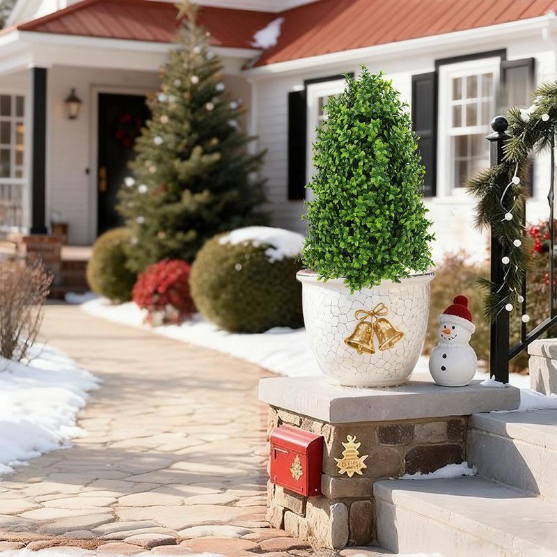 Árbol Artificial de Boj Inglés Cónico de 60 cm con Maceta Negra para Decoración de Interiores