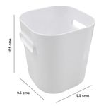 Canasta Organizadora Compact Mini de 0.6 L para Baño, Cocina o Escritorio 9.5 x 9.5 x 10.5 cm Blanca