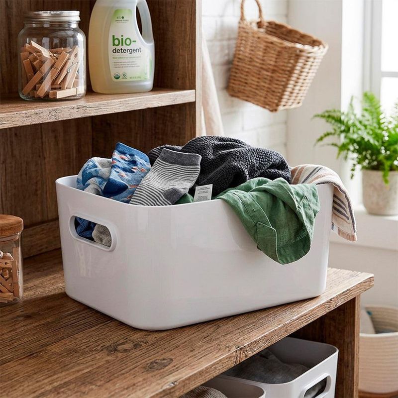Canasta Organizadora Compact L de 15.4 L para Alacena, Closet o Lavandería 41 x 29 x 15.5 cm Blanca