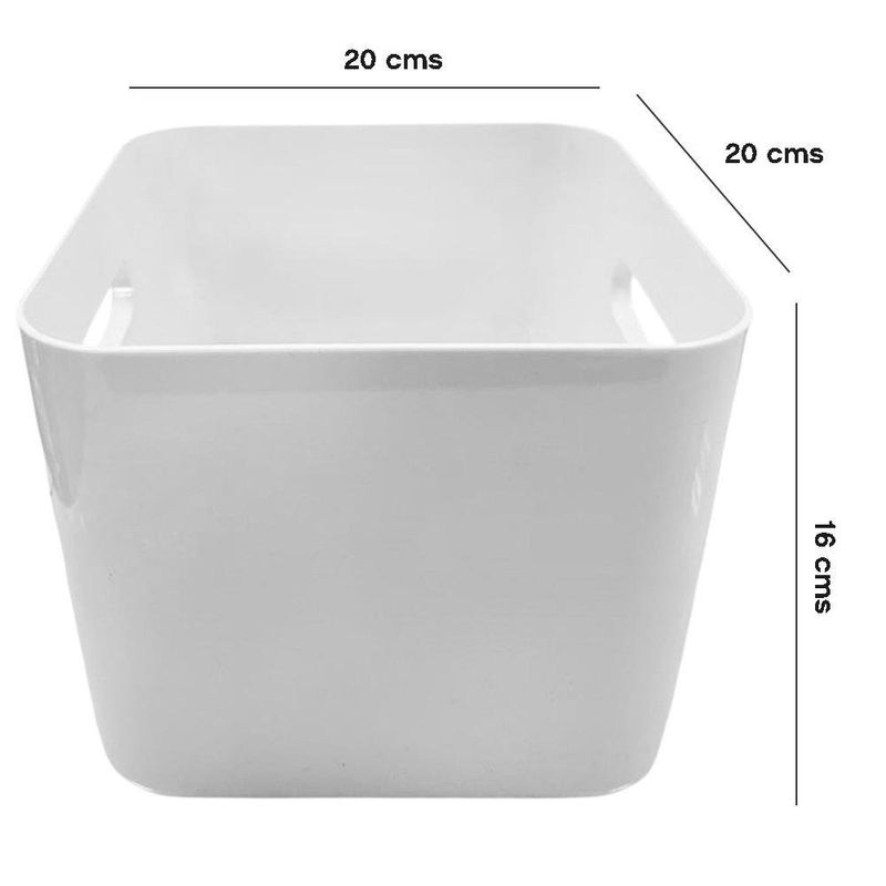 Canasta Organizadora Compact Square L de 4.7 L para Baño, Cocina o Repisa 20 x 20 x 16 cm Blanca
