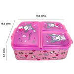 Contenedor para Alimentos Kuromi con 3 Compartimentos 19.5 x 16.5 x 6.7 cm Multicolor