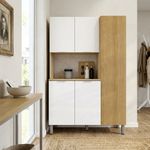 Mueble de Cocina Melissa de 91.5 x 36.3 x 176 cm con 5 Puertas y Nicho Central Color Blanco y Madera