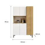 Mueble de Cocina Melissa de 91.5 x 36.3 x 176 cm con 5 Puertas y Nicho Central Color Blanco y Madera