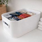 Canasta Organizadora Compact M de 5.3 L para Cocina, Baño o Alacena 29.5 x 19.5 x 12 cm Blanca