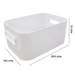 Canasta Organizadora Compact M de 5.3 L para Cocina, Baño o Alacena 29.5 x 19.5 x 12 cm Blanca