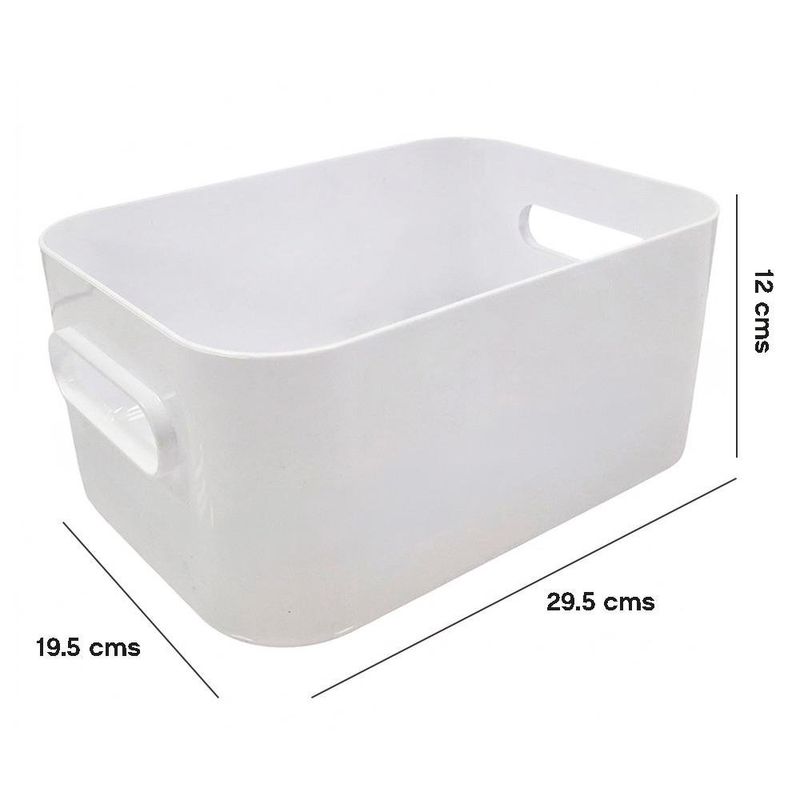 Canasta Organizadora Compact M de 5.3 L para Cocina, Baño o Alacena 29.5 x 19.5 x 12 cm Blanca
