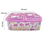Contenedor para Alimentos Hello Kitty con 3 Compartimentos 19.5 x 16.5 x 6.7 cm Multicolor