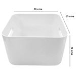 Canasta Organizadora Compact Square M de 3.6 L para Baño, Cocina o Tocador 20 x 20 x 12 cm Blanca