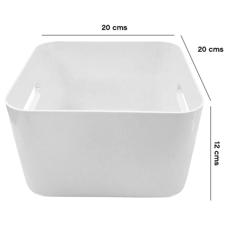 Canasta Organizadora Compact Square M de 3.6 L para Baño, Cocina o Tocador 20 x 20 x 12 cm Blanca