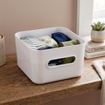 Canasta Organizadora Compact Square M de 3.6 L para Baño, Cocina o Tocador 20 x 20 x 12 cm Blanca