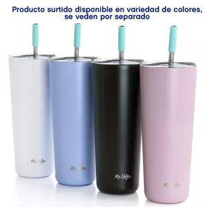Vaso Térmico con Tapa Y Pajilla Colores Surtidos