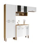 Mueble de Cocina Compacto de 221 x 28 x 193 cm con 10 Puertas y 2 Gavetas Blanco y Quartz