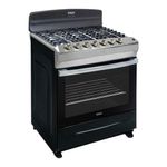 Estufa a Gas de 30 plg de 6 Quemadores con Horno Acero Inoxidable Color Negro
